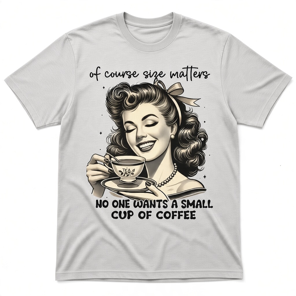 Of Course Size Matters Funny Retro Coffee T-Shirt