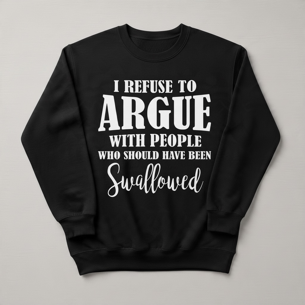 I Refuse to Argue Sarcastic Graphic Sweatshirt – Black