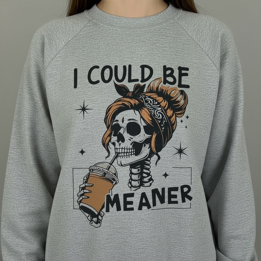 I Could Be Meaner Skeleton Graphic Sweatshirt