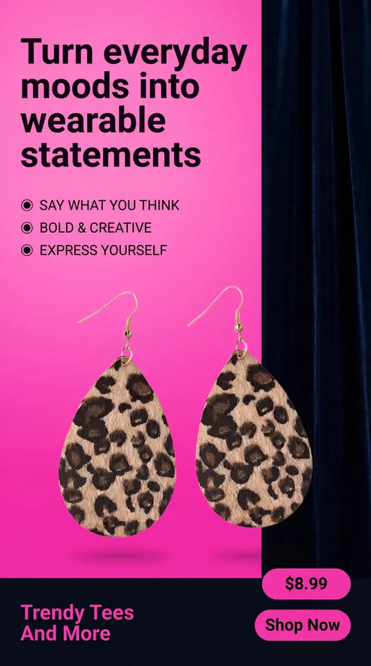 TEARDROP LEOPARD PRINT EARRINGS